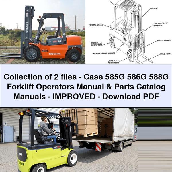 Collection of 2 files-Case 585G 586G 588G Forklift Operators Manual & Parts Catalog Manuals-Improved-PDF
