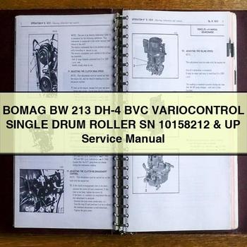 Bomag BW 213 DH-4 BVC Variocontrol Single Drum Roller SN 10158212 UP Service Repair Workshop Manual PDF