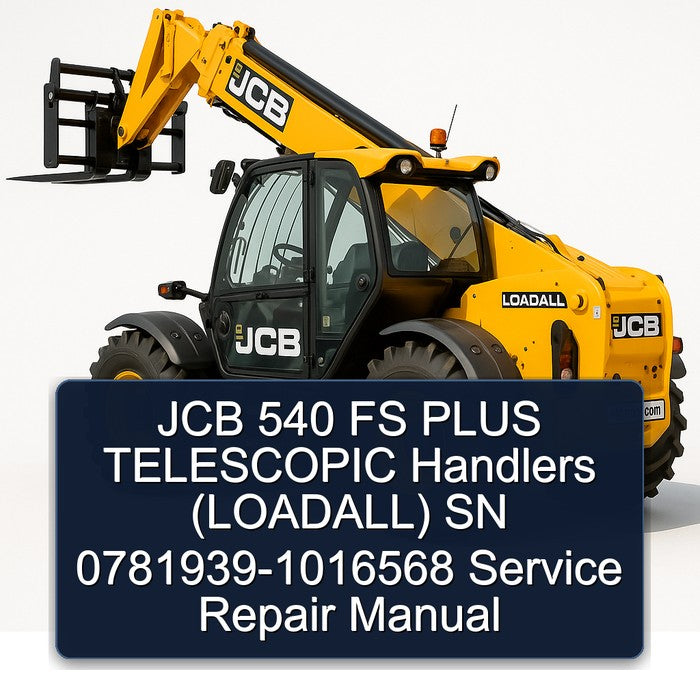 JCB 540 FS Plus Telescopic Handlers (LOADALL) SN 0781939-1016568 Service Repair Workshop Manual PDF