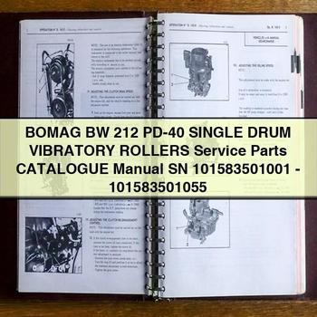 Bomag BW 212 PD-40 Single Drum Vibratory Rollers SN 101583501001-101583501055 Parts Catalog PDF