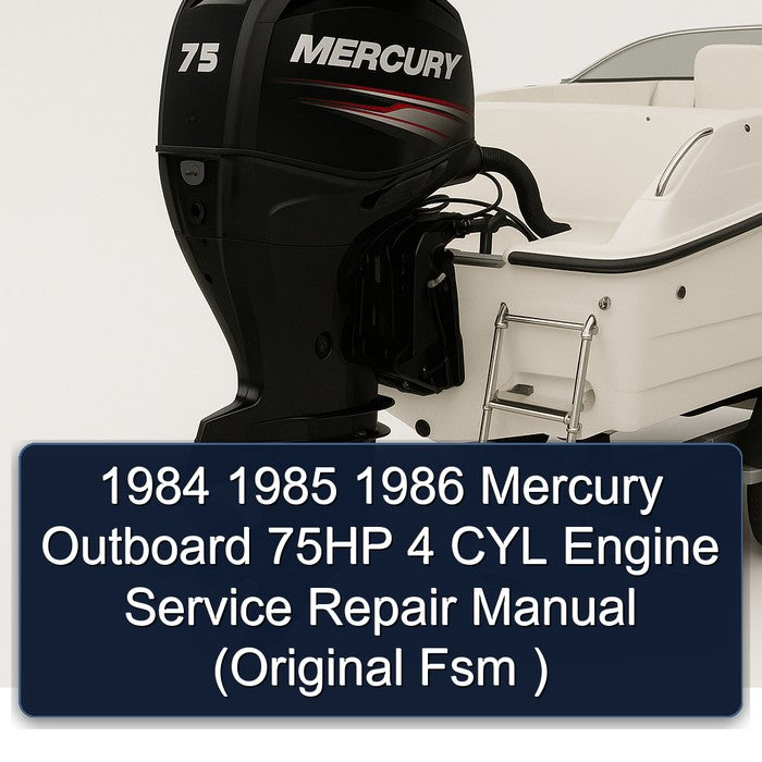 1984 1985 1986 Mercury Outboard 75HP 4 CYL Engine Service Repair Manual (Original Fsm )