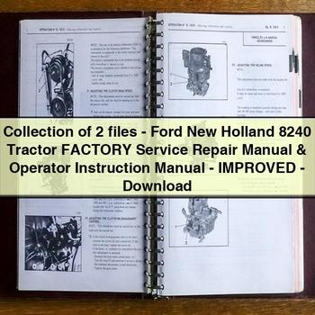 Collection of 2 files-Ford New Holland 8240 Tractor Factory Service Repair Manual Operator Instruction Manual-Improved-PDF