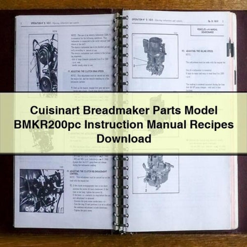 Cuisinart Breadmaker Parts Model Bmkr200pc Instruction Recipes Service Repair Workshop Manual PDF