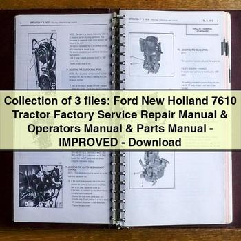 Collection of 3 files Ford New Holland 7610 Tractor Factory Service Repair Manual Operators Manual Parts Manual-Improved-PDF