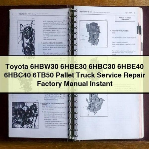 Toyota 6hbw30 6hbe30 6hbc30 6hbe40 6hbc40 6tb50 Pallet Truck Service Repair Workshop Manual PDF