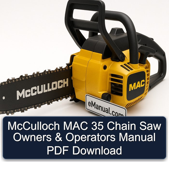 Mcculloch MAC 35 Chain Saw Owners Operators Operator's Manual PDF