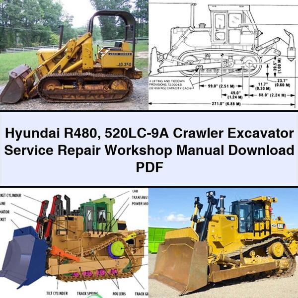 Manual de taller y reparación de excavadoras de cadenas Hyundai R480 520LC-9A