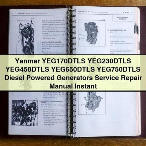 Yanmar Engines Manuals YEG170DTLS YEG230DTLS YEG450DTLS YEG650DTLS YEG750DTLS Diesel Powered Generators Service Repair Workshop Manual PDF