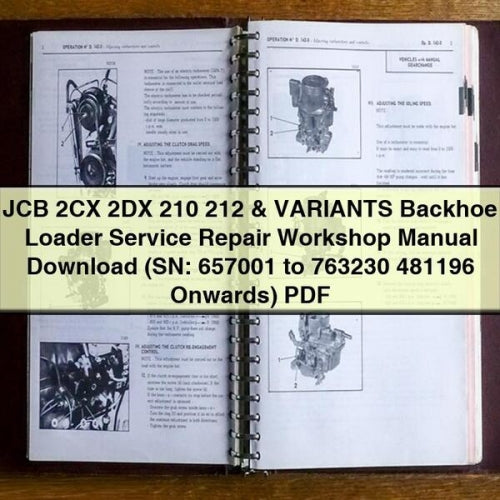 JCB 2CX 2DX 210 212 Variants Backhoe Loader Service Repair Workshop Manual PDF