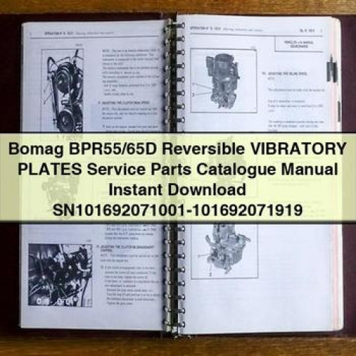 Bomag Bpr55/65d Reversible Vibratory Plates Sn101692071001-101692071919 Parts Catalog PDF