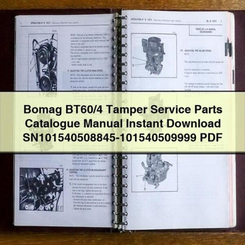 Bomag Bt60/4 Tamper Sn101540508845-101540509999 Parts Catalog PDF