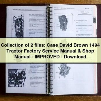 Collection of 2 files Case David Brown 1494 Tractor Factory Service Manual Shop Manual - Improved - Download PDF