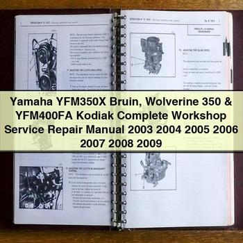Yamaha YFM350X Bruin Wolverine 350 YFM400FA Kodiak Complete Workshop Service Repair Manual 2003 2004 2005 2006 2007 2008 2009