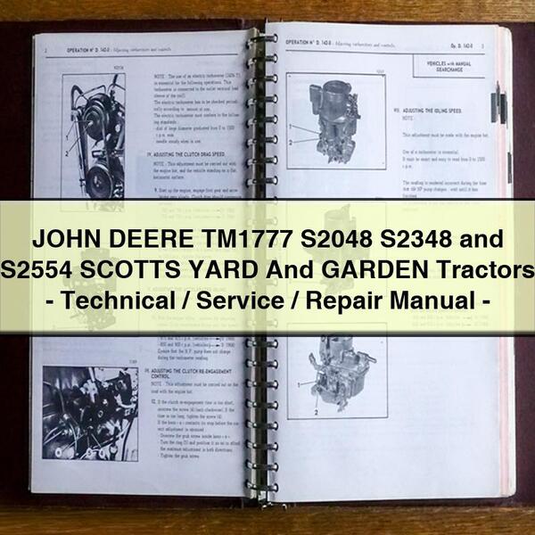 John Deere TM1777 S2048 S2348 S2554 Scotts Yard Garden Tractors Service Repair Workshop Manual PDF