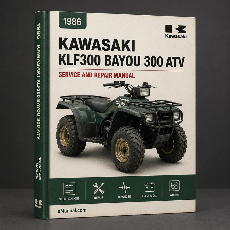 1986-2006 Kawasaki KLF300 Bayou 300 ATV Service Repair Manual (Complete Fsm )