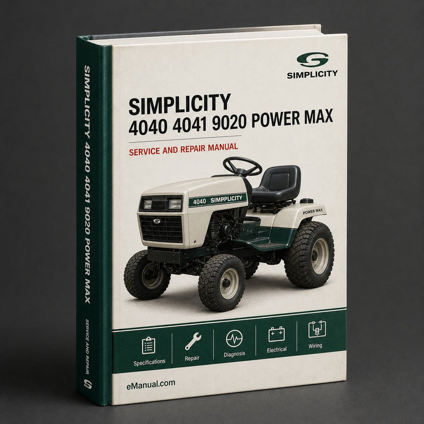 Simplicity 4040 4041 9020 Power Max Tractor Industrial Service Repair Workshop Manual