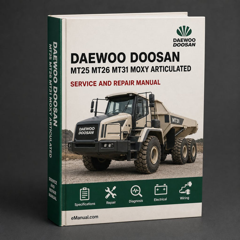 DAEWOO DOOSAN MT25 MT26 MT31 MOXY ARTICULATED DUMP Truck Service Parts Catalogue Manual - S/N 710655-710970 PDF