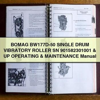 Bomag Bw177d-50 Single Drum Vibratory Roller SN 901582301001 UP Operating Service Repair Workshop Manual PDF