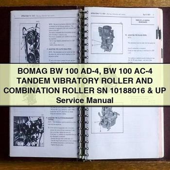 Bomag BW 100 AD-4 AC-4 Tandem Vibratory Roller Combination SN 10188016 UP Service Repair Workshop Manual PDF