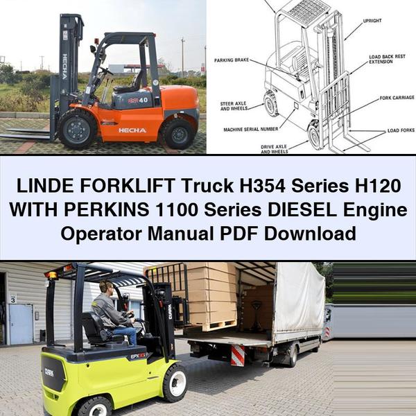 LINDE Forklift H354 Series H120 WITH PERKINS 1100 Series Diesel Engine Operator Manual