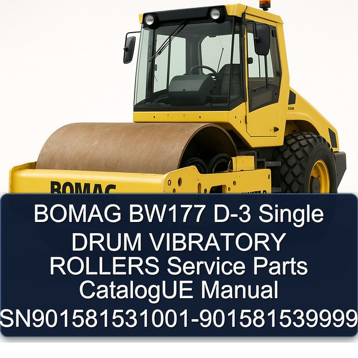 Bomag BW177 D-3 Single Drum Vibratory Rollers Sn901581531001-901581539999 CatalogUE Parts Catalog PDF