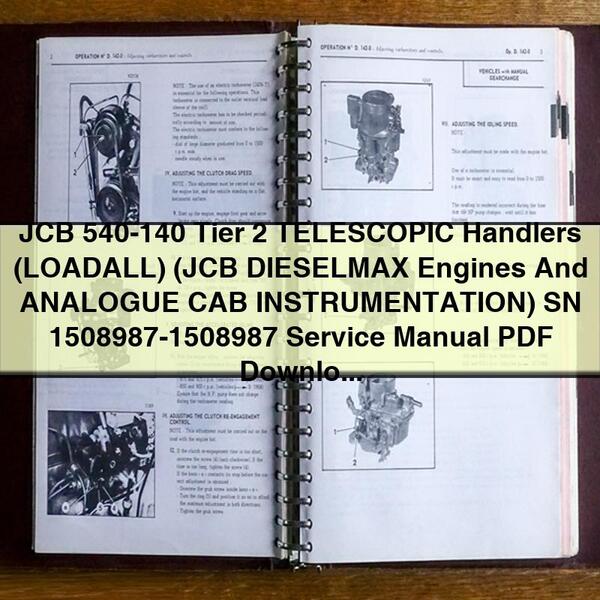 JCB 540-140 Tier 2 Telescopic Handlers Service Repair Workshop Manual PDF
