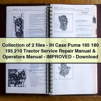 Collection of 2 files-IH Case Puma 165 180 195 210 Tractor Service Repair Manual Operators Manual-Improved-PDF
