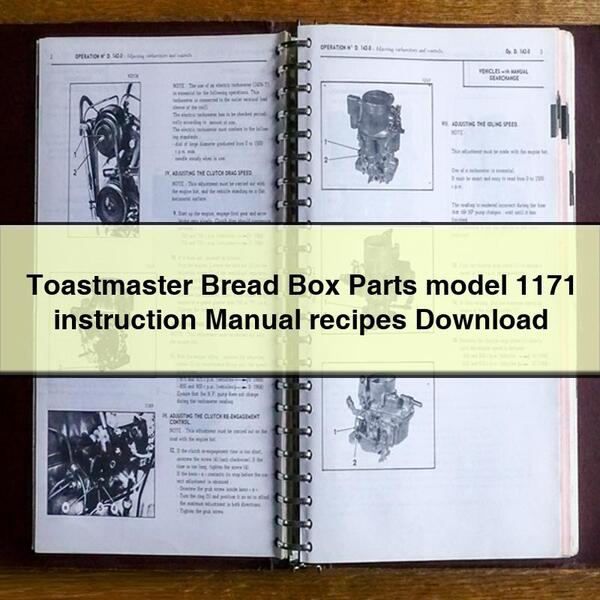 Toastmaster Bread Box Parts Model 1171 Instruction Recipes Service Repair Workshop Manual PDF