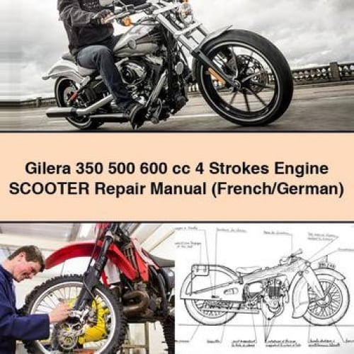 Gilera 350 500 600 cc 4 Strokes Engine Scooter Repair Manual (French/German)