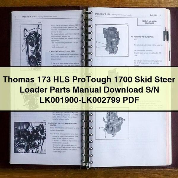 Thomas 173 HLS ProTough 1700 Skid Steer Loader Parts Manual S/N LK001900-LK002799