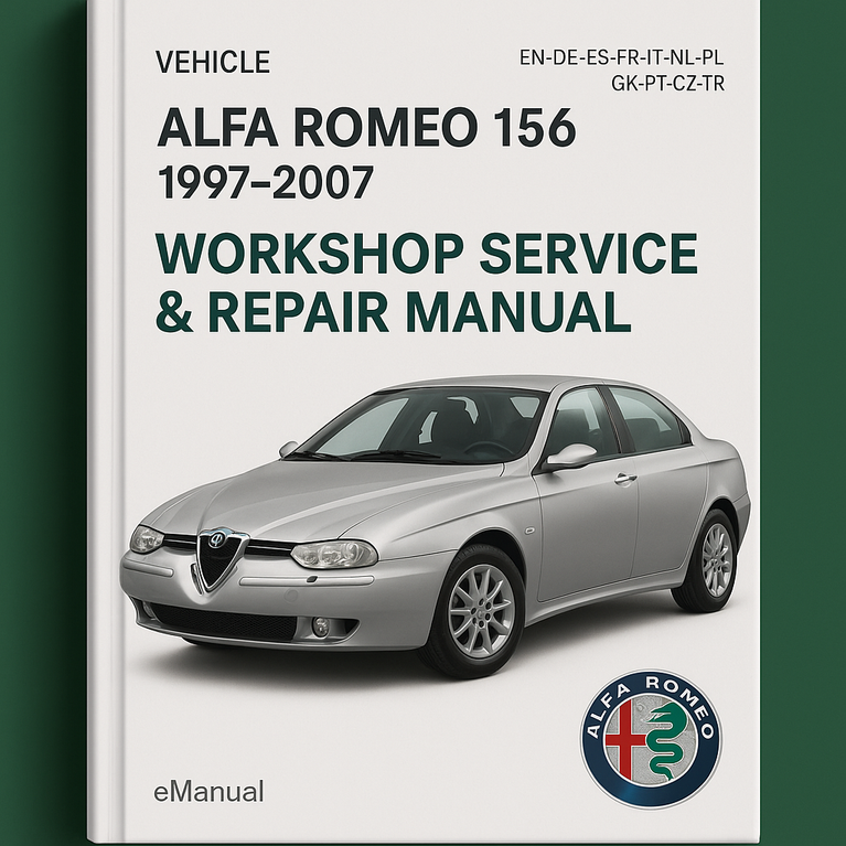 Manual de reparación y servicio del taller Alfa Romeo 156 1997-2007 (EN-DE-ES-FR-IT-NL-PL-GK-PT-CZ-TR) Mejor