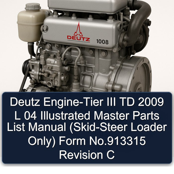 Deutz Engine-Tier III TD 2009 L 04 Illustrated Master Parts List Manual (Skid-Steer Loader Only) Form No.913315 Revision C