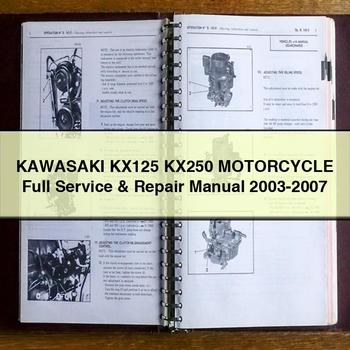 KAWASAKI KX125 KX250 Motorcycle Full Service & Repair Manual 2003-2007