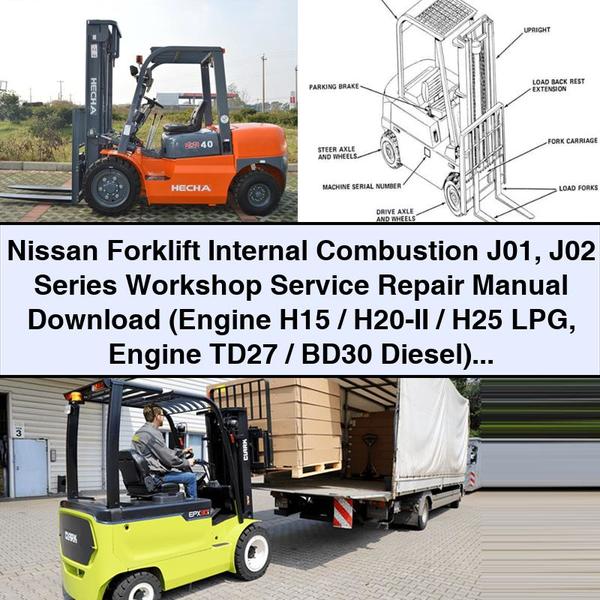 Nissan Forklift Internal Combustion J01 J02 Series Workshop Service Repair Manual (Engine H15/H20-II/H25 LPG Engine TD27/BD30 Diesel)