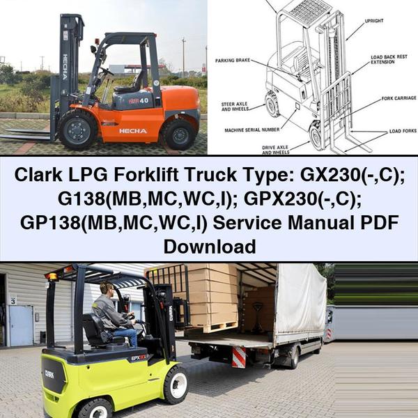 Manual de servicio y reparación de montacargas Clark GLP Tipo: GX230(- C); G138(MB MC WC I); GPX230(- C); GP138(MB MC WC I)