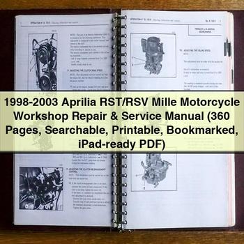 1998-2003 Aprilia RST/RSV Mille Motorcycle Workshop Repair & Service Manual (360 Pages Searchable Bookmarked iPad-ready)
