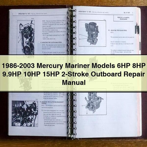 Manual de reparación de motores fueraborda de 2 tiempos Mercury Mariner modelos 6HP, 8HP, 9.9HP, 10HP y 15HP 1986-2003