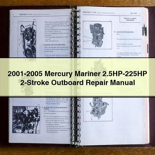 Manual de reparación de motores fueraborda de 2 tiempos Mercury Mariner de 2,5 HP a 225 HP 2001-2005