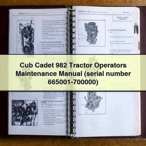 Cub Cadet 982 Tractor Operators Maintenance Manual (serial number 665001-700000) PDF Download