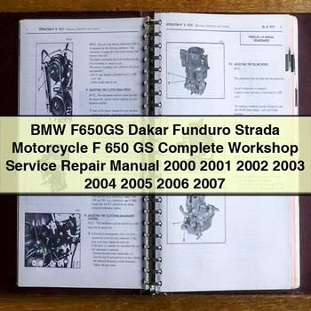 BMW F650GS Dakar Funduro Strada Manual completo de reparación y servicio de taller de motocicletas F 650 GS 2000 2001 2002 2003 2004 2005 2006 2007