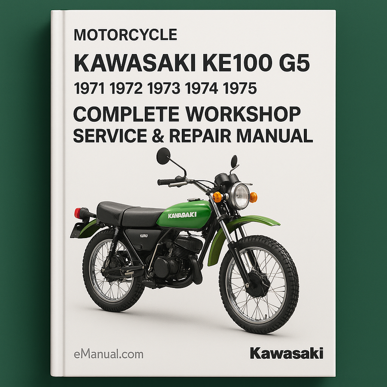 Manual completo de reparación y servicio de taller de la motocicleta Kawasaki KE100 G5 1971 1972 1973 1974 1975
