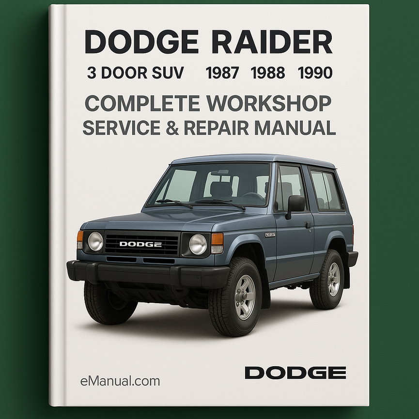 Manual de servicio y reparación completo del taller del todoterreno Dodge Raider de 3 puertas 1987 1988 1989 1990