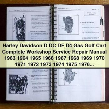 Harley Davidson D DC DF D4 Gas Golf Cart Komplettes Werkstatthandbuch 1963 1964 1965 1966 1967 1968 1969 1970 1971 1972 1973 1974 1975 1976 1977 1978 1979 1980