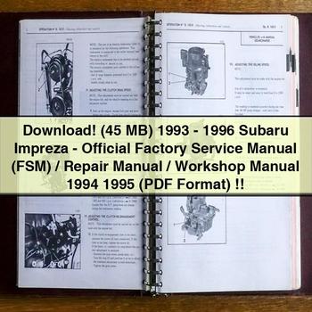 (45 MB) Subaru Impreza 1993-1996 - Manual de servicio de fábrica oficial (FSM) / Manual de reparación / Manual de taller 1994 1995 (formato)