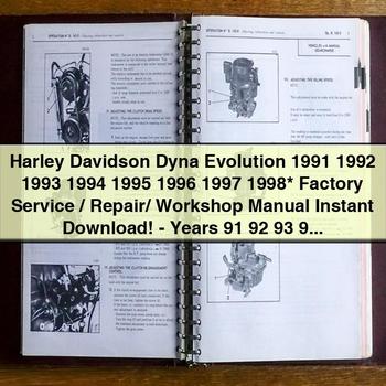 Harley Davidson Dyna Evolution 1991 1992 1993 1994 1995 1996 1997 1998 Werkswartungs-/Reparatur-/Werkstatthandbuch - Baujahre 91 92 93 94 95 96 97 98