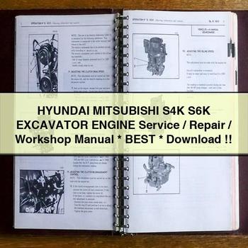 Manual de taller, reparación y servicio del motor de excavadora Hyundai Mitsubushi S4K S6K