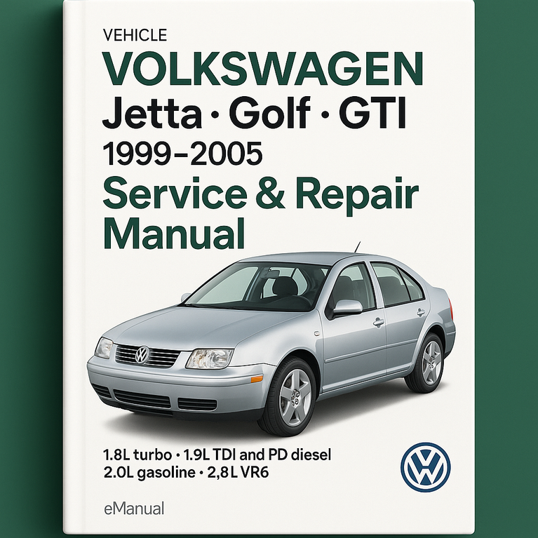 Manual de servicio y reparación de Volkswagen Jetta Golf GTI 1999-2005 (motores turbo de 1,8 l, motor diésel TDI y PD de 1,9 l, motor de gasolina de 2,0 l y motor LVR6 de 2,8 l)