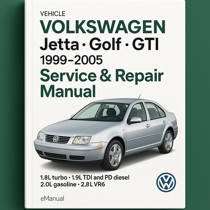 Manual de servicio y reparación de Volkswagen Jetta Golf GTI 1999-2005 (motores turbo de 1,8 l, motor diésel TDI y PD de 1,9 l, motor de gasolina de 2,0 l y motor LVR6 de 2,8 l)