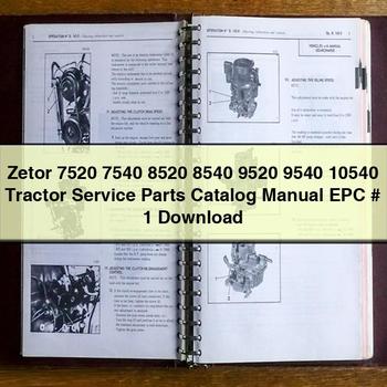 Zetor 7520 7540 8520 8540 9520 9540 10540 Tractor Service Parts Catalog Manual EPC 1