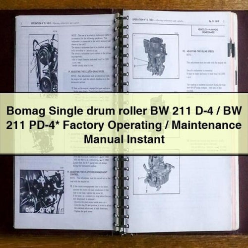 Bomag Single Drum Roller BW 211 D-4 / Pd-4 Operating Service Repair Workshop Manual PDF